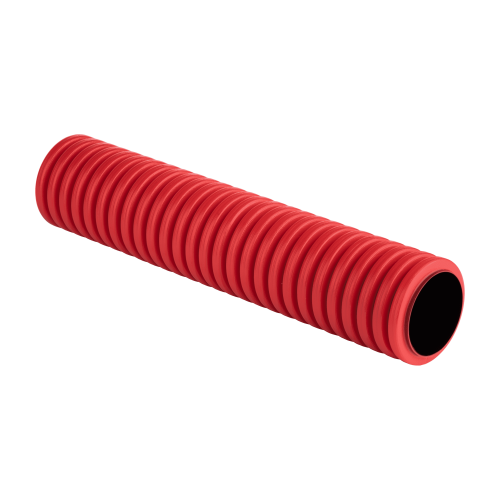 Труба гофрированная двустенная ПНД d 90 с зондом (50 м) красная, EKF