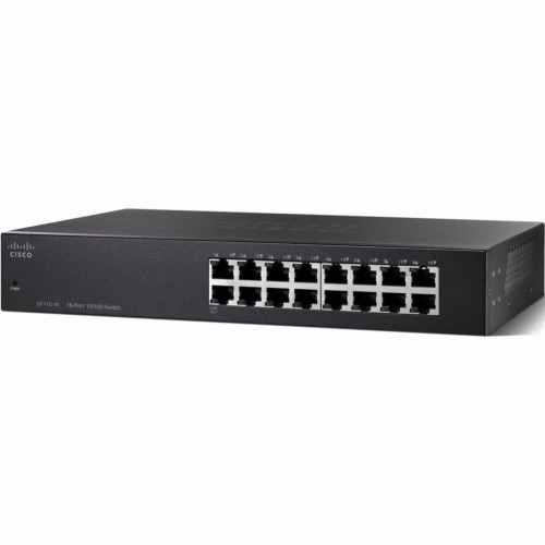 Коммутатор Cisco SF110-16 SF110-16-EU (100 Base-TX (100 мбит/с), Без SFP портов)