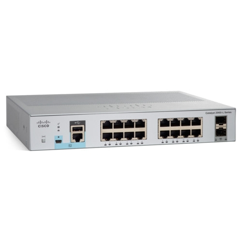 Коммутатор Cisco Catalyst 2960L 16PS-LL WS-C2960L-16PS-LL (1000 Base-TX (1000 мбит/с), 2 SFP порта)