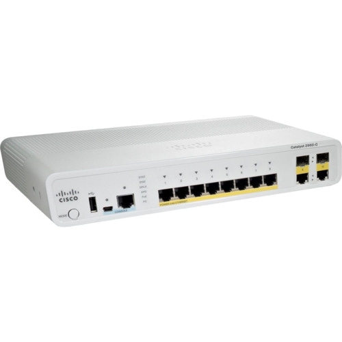 Коммутатор Cisco Catalyst 2960C-8TC-S WS-C2960C-8TC-S (100 Base-TX (100 мбит/с), 2 SFP порта)