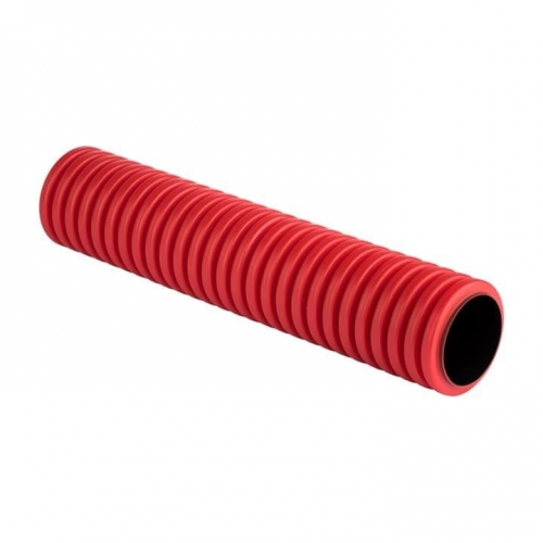 Труба гофрированная двустенная жесткая ПНД d160 6м (24м/уп.) красная, EKF