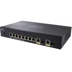 Коммутатор Cisco SG350-10P 10-Port Gigabit PoE Managed Switch SG350-10P-K9-EU (1000 Base-TX (1000 мбит/с), 2 SFP порта)