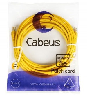 Cabeus PC-UTP-RJ45-Cat.5e-5m-YL
